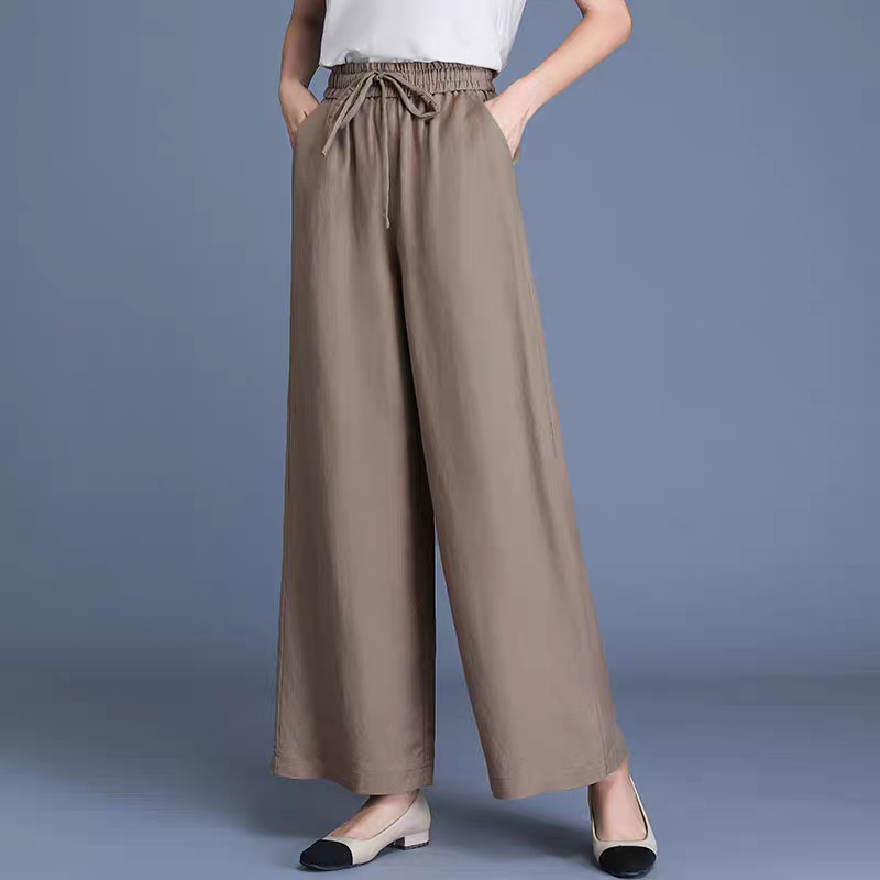 Plus Size Ice Silk Wide Leg Pants Women 2025 Summer Thin High Waist Mo photo 6 (style 935507991213)