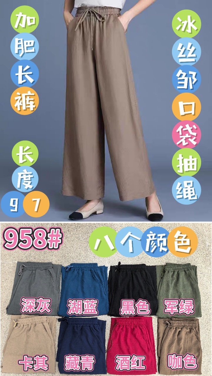 Plus Size Ice Silk Wide Leg Pants Women 2025 Summer Thin High Waist Mo photo 7 (style 935507991213)