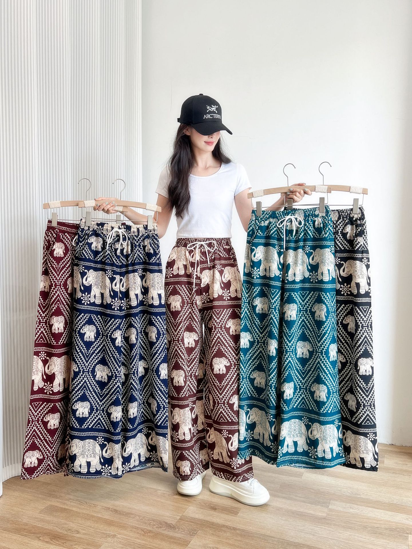 2025 Summer Southeast Asia Hot Spring Summer Ethnic High Waist Slim Elephant Pants Straight