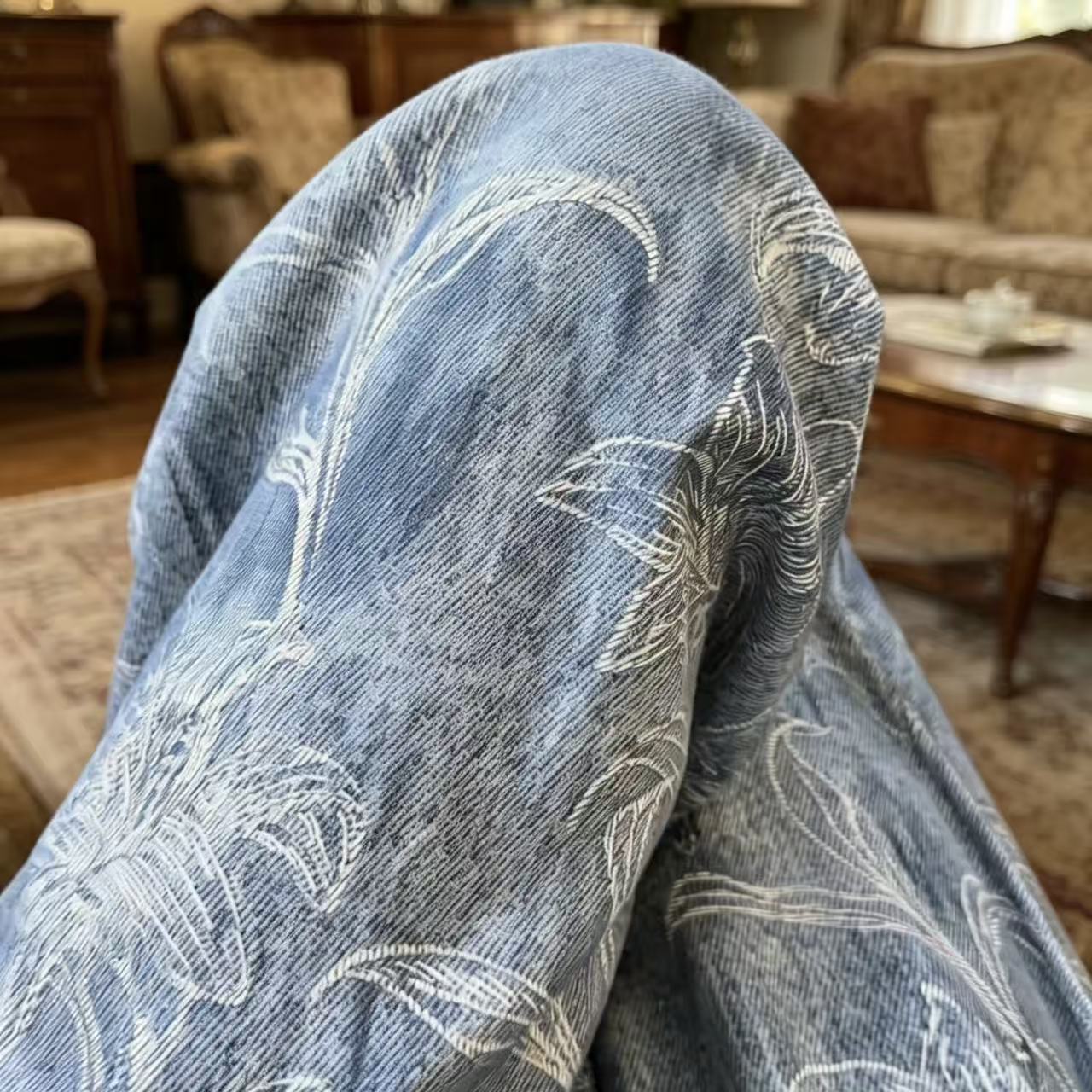 Cotton Poplin Printed Wide Leg Pants High Waist Thin Printed Pants Long 9-Point Summer Loose Breathable Sleep Pants Loun