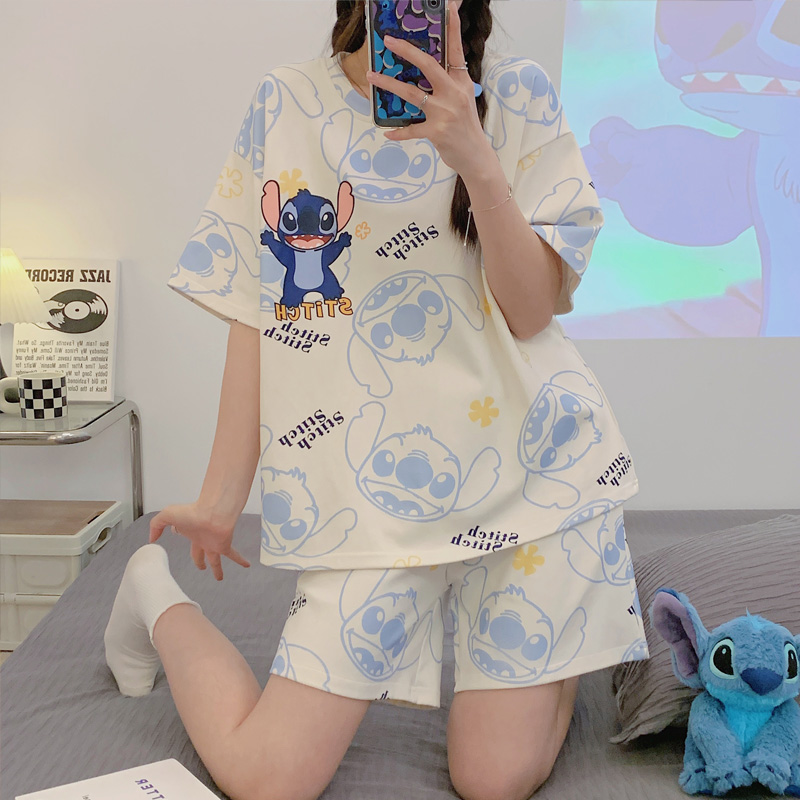 Women's Summer Cotton Short Sleeve & Shorts Loungewear Set photo 2 (style SM-CA8761)