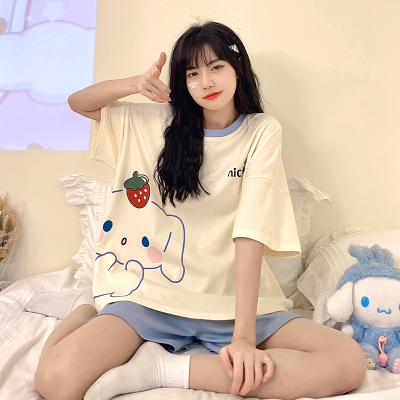 Women's Summer Cotton Short Sleeve & Shorts Loungewear Set photo 5 (style SM-CA8761)