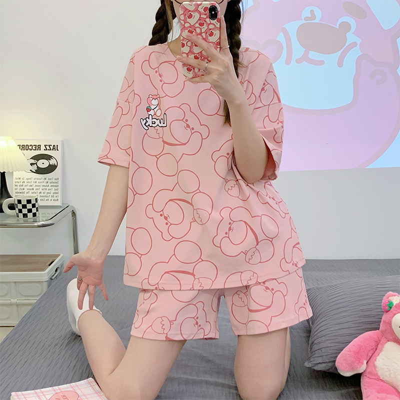 Women's Summer Cotton Short Sleeve & Shorts Loungewear Set photo 6 (style SM-CA8761)