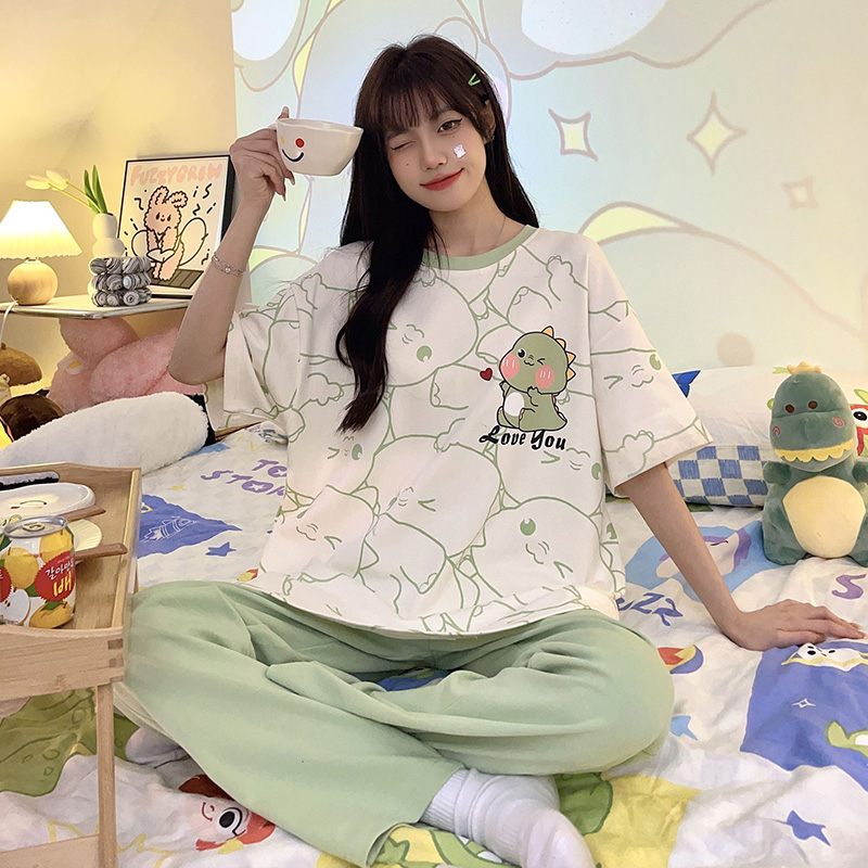 Women's Summer Cotton Short Sleeve & Shorts Loungewear Set photo 4 (style SM-2F906F)