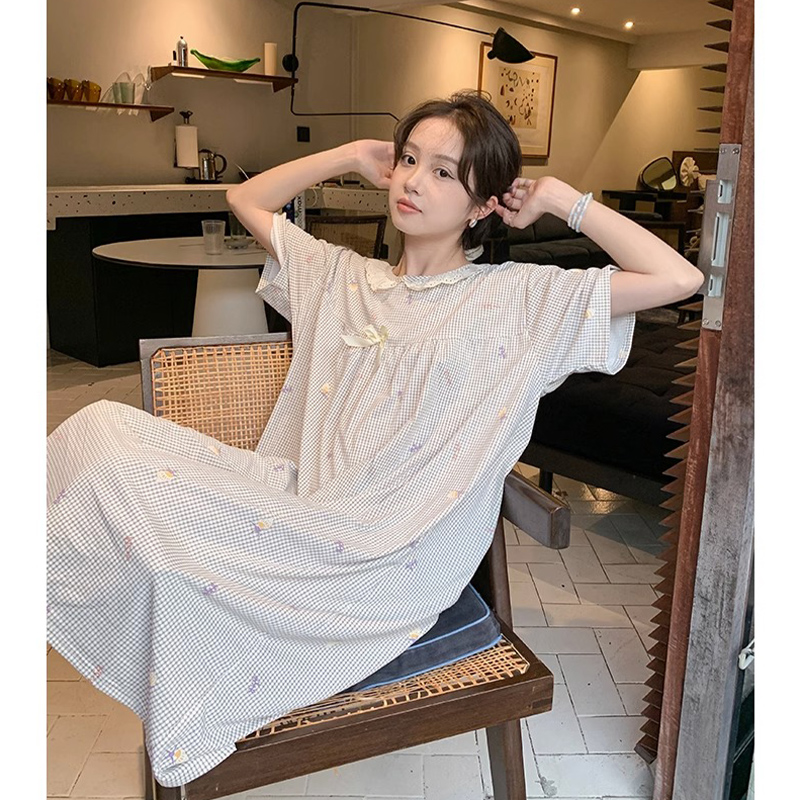 Women's Summer Cotton Floral Pajama Set - Short Sleeve & Shorts, Breat photo 5 (style SM-3598C9)