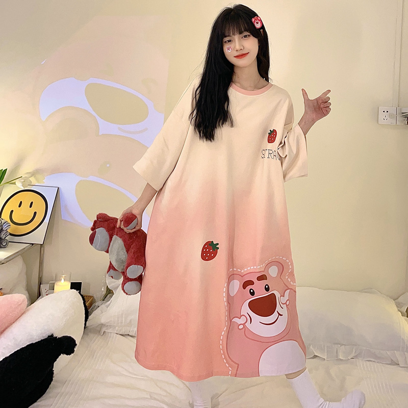 夏季仿棉吊带睡裙女宽松显瘦舒适透气家居睡衣裙