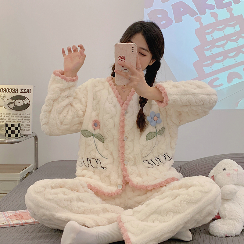 Summer Cotton Cardigan Homewear Women Short Sleeve Shorts 2 Pcs Breath photo 3 (style 055056)