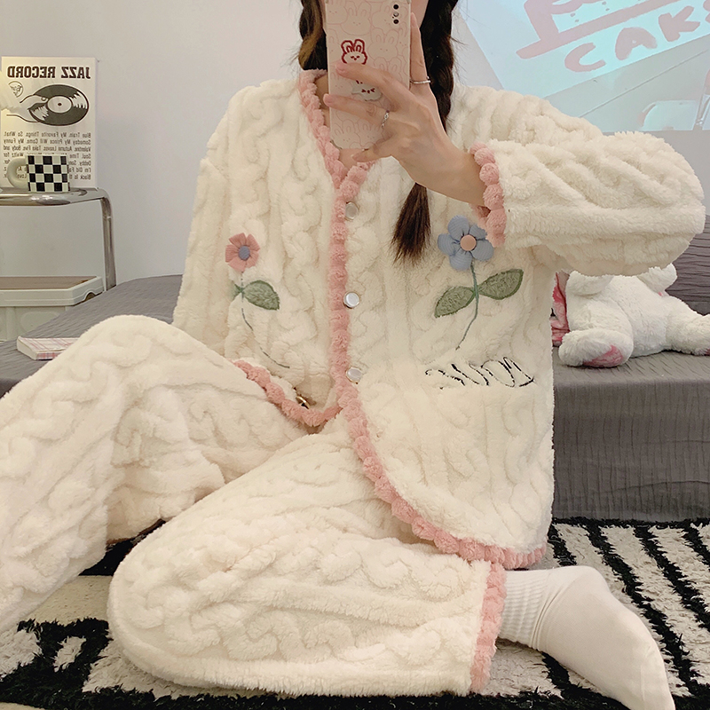 Summer Cotton Cardigan Homewear Women Short Sleeve Shorts 2 Pcs Breath photo 4 (style 055056)