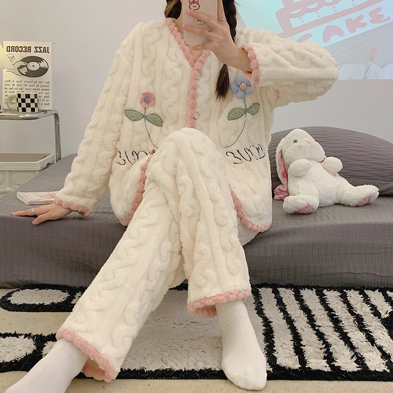 Summer Cotton Cardigan Homewear Women Short Sleeve Shorts 2 Pcs Breath photo 5 (style 055056)