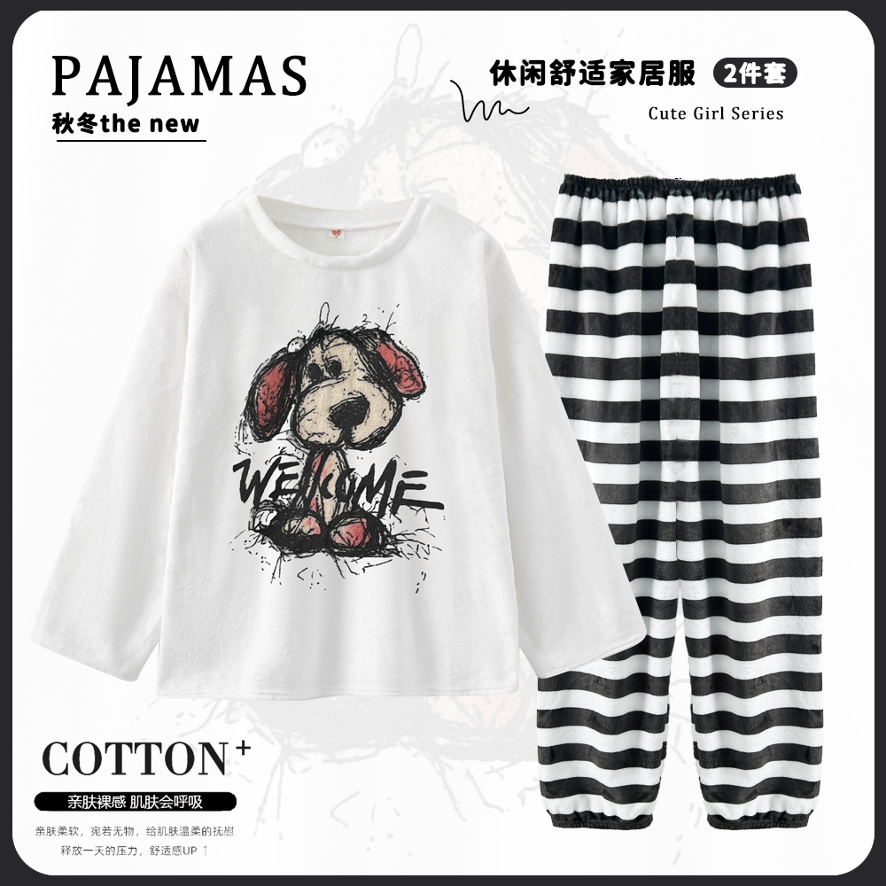 Autumn Winter Flannel Homewear Women Short Sleeve Shorts 2 Pcs Thick W photo 4 (style 270281)