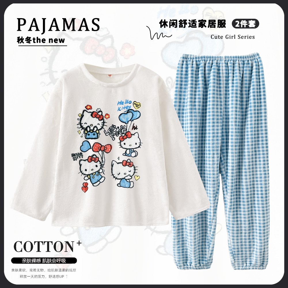 Autumn Winter Flannel Homewear Women Short Sleeve Shorts 2 Pcs Thick W photo 6 (style 270281)