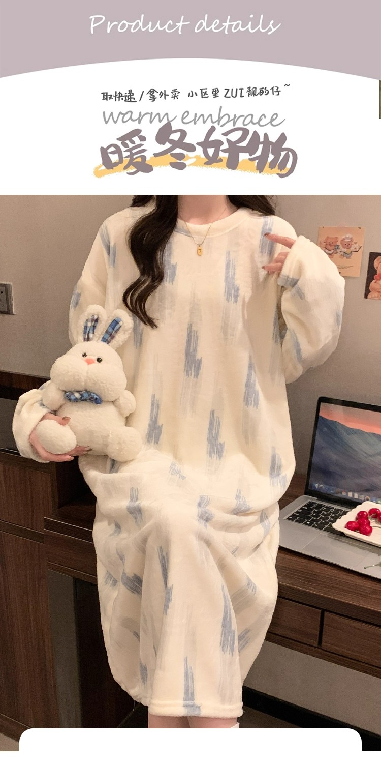 Autumn Winter Flannel Camisole Nightgown Women Loose Slim Breathable H photo 7 (style 310)