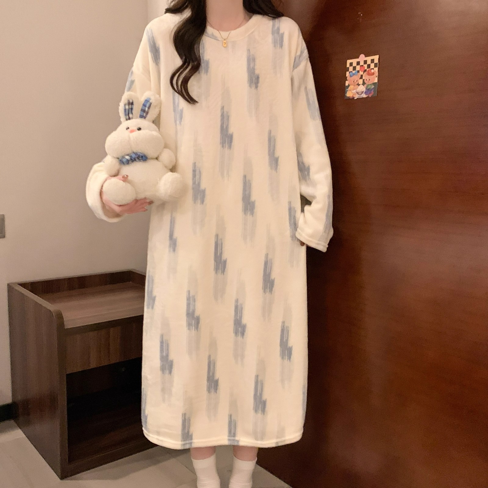 Autumn Winter Flannel Camisole Nightgown Women Loose Slim Breathable H photo 5 (style 310)