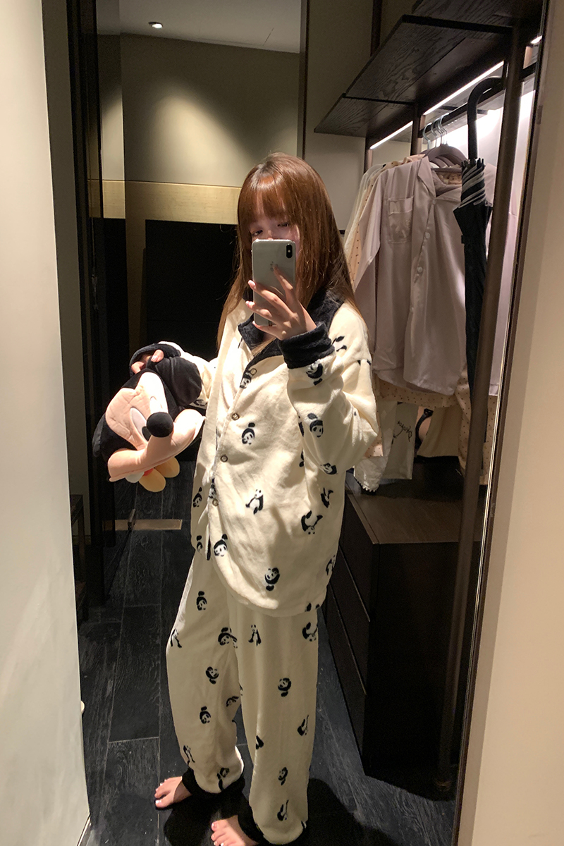 Autumn Winter Flannel Homewear Women Short Sleeve Shorts 2 Pcs Thick W photo 7 (style 804352)