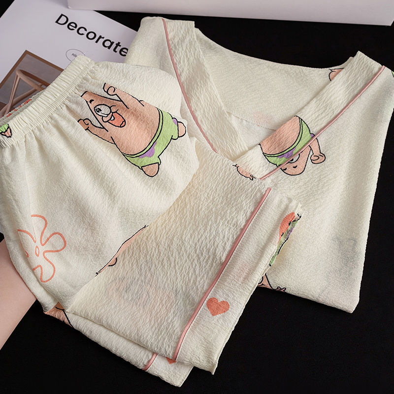 Summer Cotton Homewear Women Short Sleeve Shorts 2 Pcs Breathable Comf photo 3 (style 8)