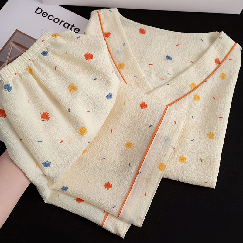 Summer Cotton Homewear Women Short Sleeve Shorts 2 Pcs Breathable Comf photo 4 (style 8)