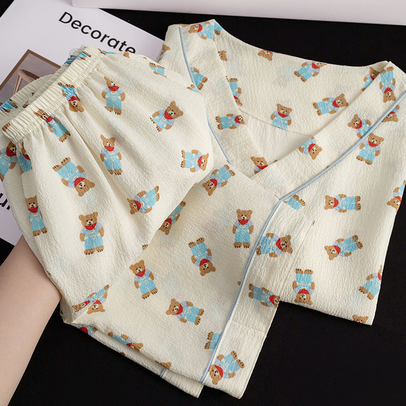 Summer Cotton Homewear Women Short Sleeve Shorts 2 Pcs Breathable Comf photo 6 (style 8)