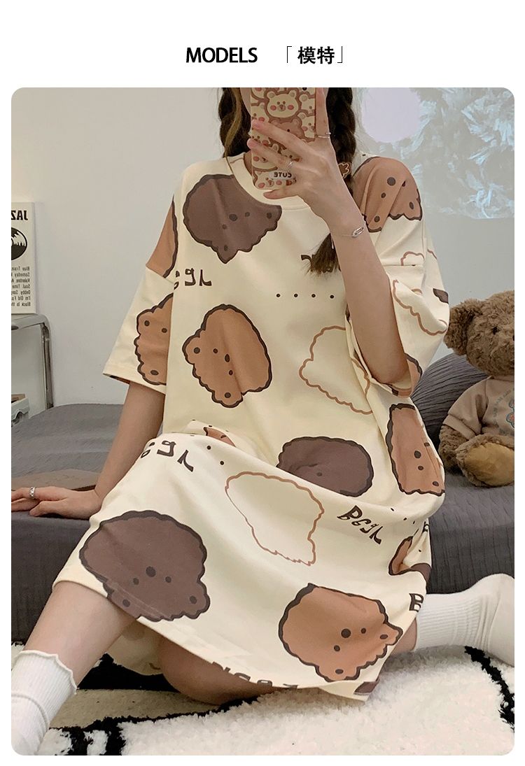 Summer Cotton Homewear Women Short Sleeve Shorts 2 Pcs Breathable Comf photo 5 (style local-XF)