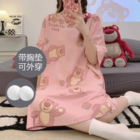 Summer Cotton Homewear Women Short Sleeve Shorts 2 Pcs Breathable Comf photo 6 (style local-XF)