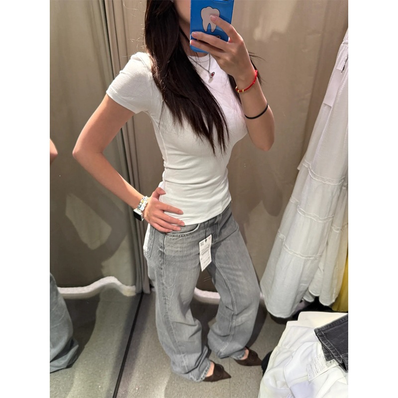 1 19-32.3 Slim Fit Shoulder T-Shirt Women Summer Hot Waist Base Layer photo 2 (style 119323)