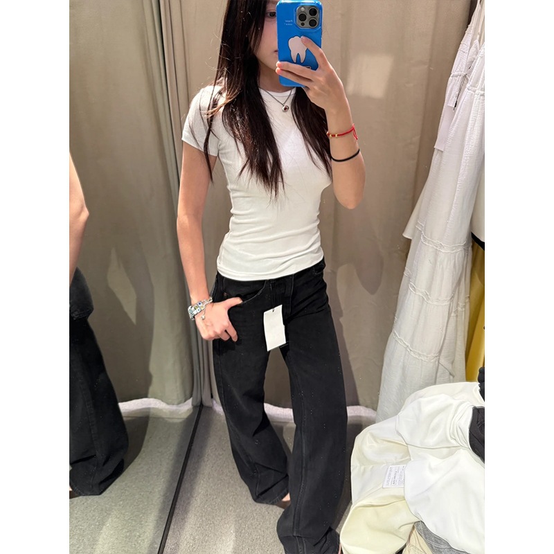 2 19-32.3 Slim Fit Shoulder T-Shirt Women Summer Hot Waist Base Layer photo 4 (style 219323)