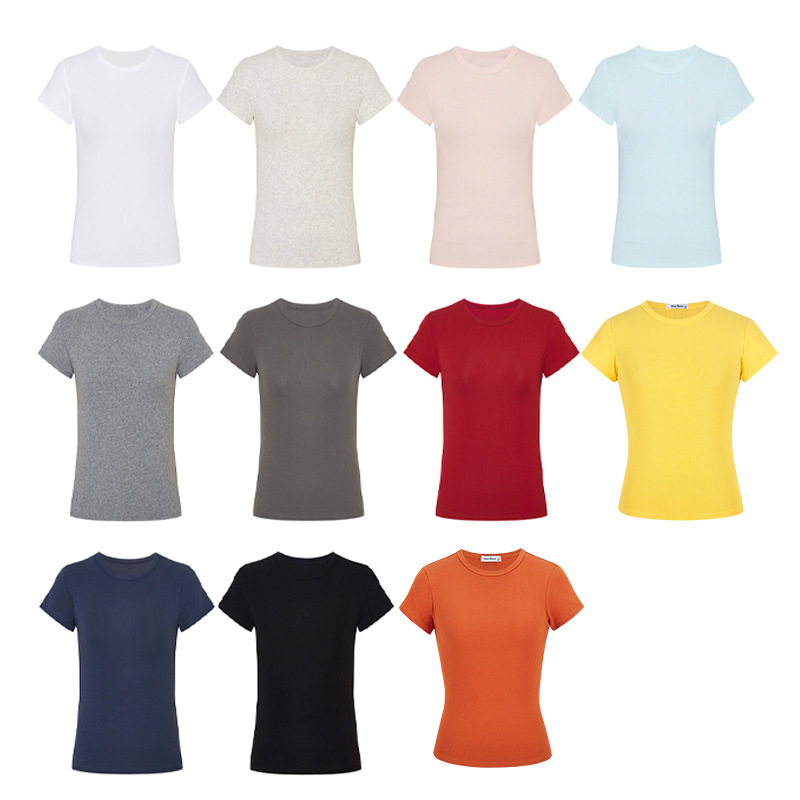 2 19-32.3 Slim Fit Shoulder T-Shirt Women Summer Hot Waist Base Layer photo 5 (style 219323)