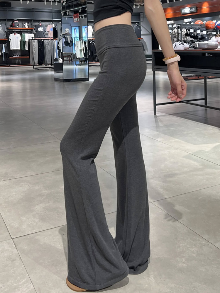 Grey Sports Flare Pants Women Spring Autumn High Waist Drape Hot Petit photo 3 (style 21)