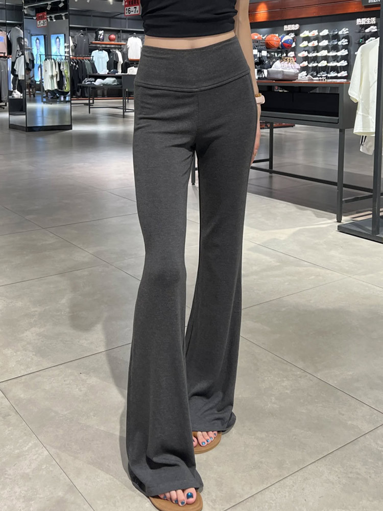 Grey Sports Flare Pants Women Spring Autumn High Waist Drape Hot Petit photo 4 (style 21)