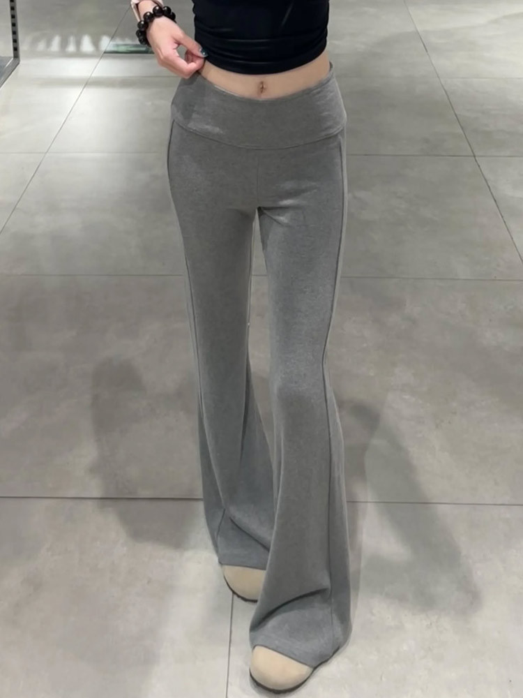 Grey Sports Flare Pants Women Spring Autumn High Waist Drape Hot Petit photo 5 (style 21)