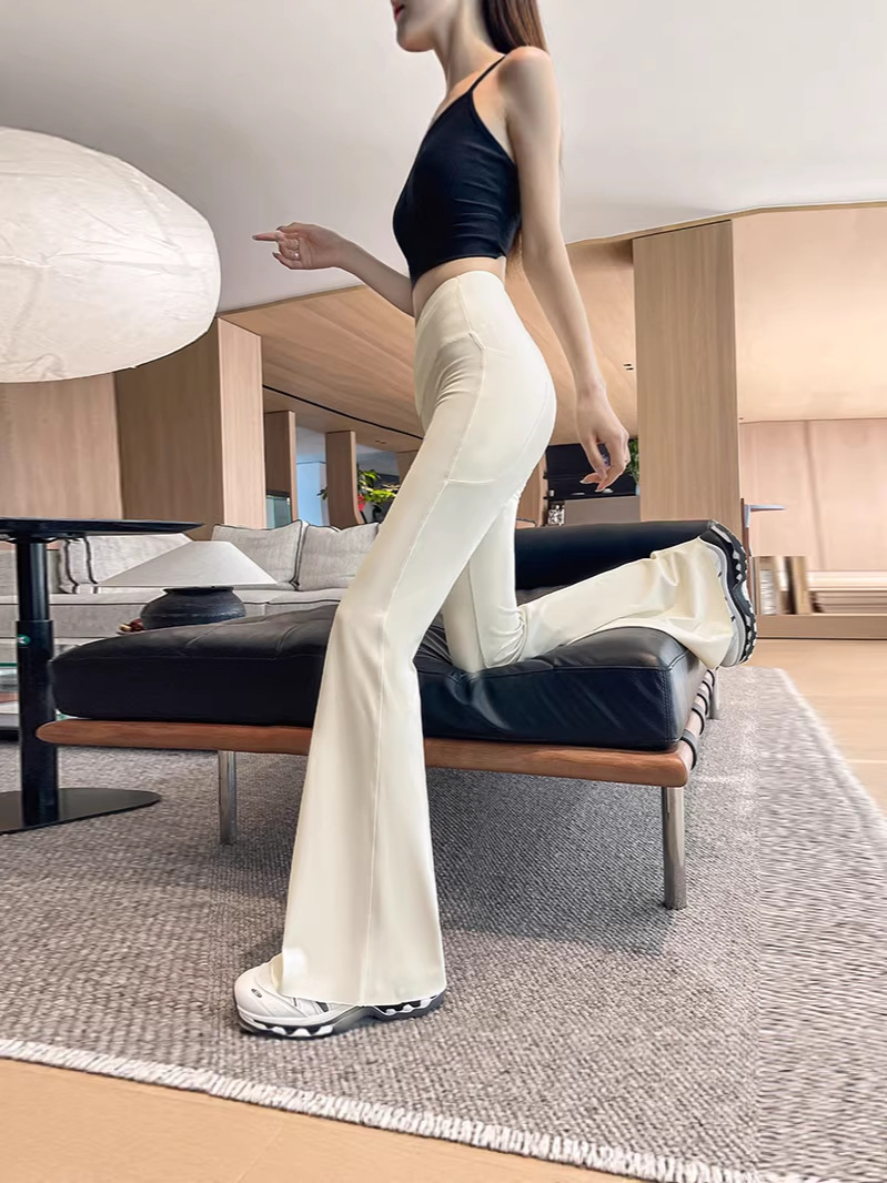 Double Pocket High Waist Flare Pants Tummy Control Yoga Summer Thin Sh photo 4 (style 2226)