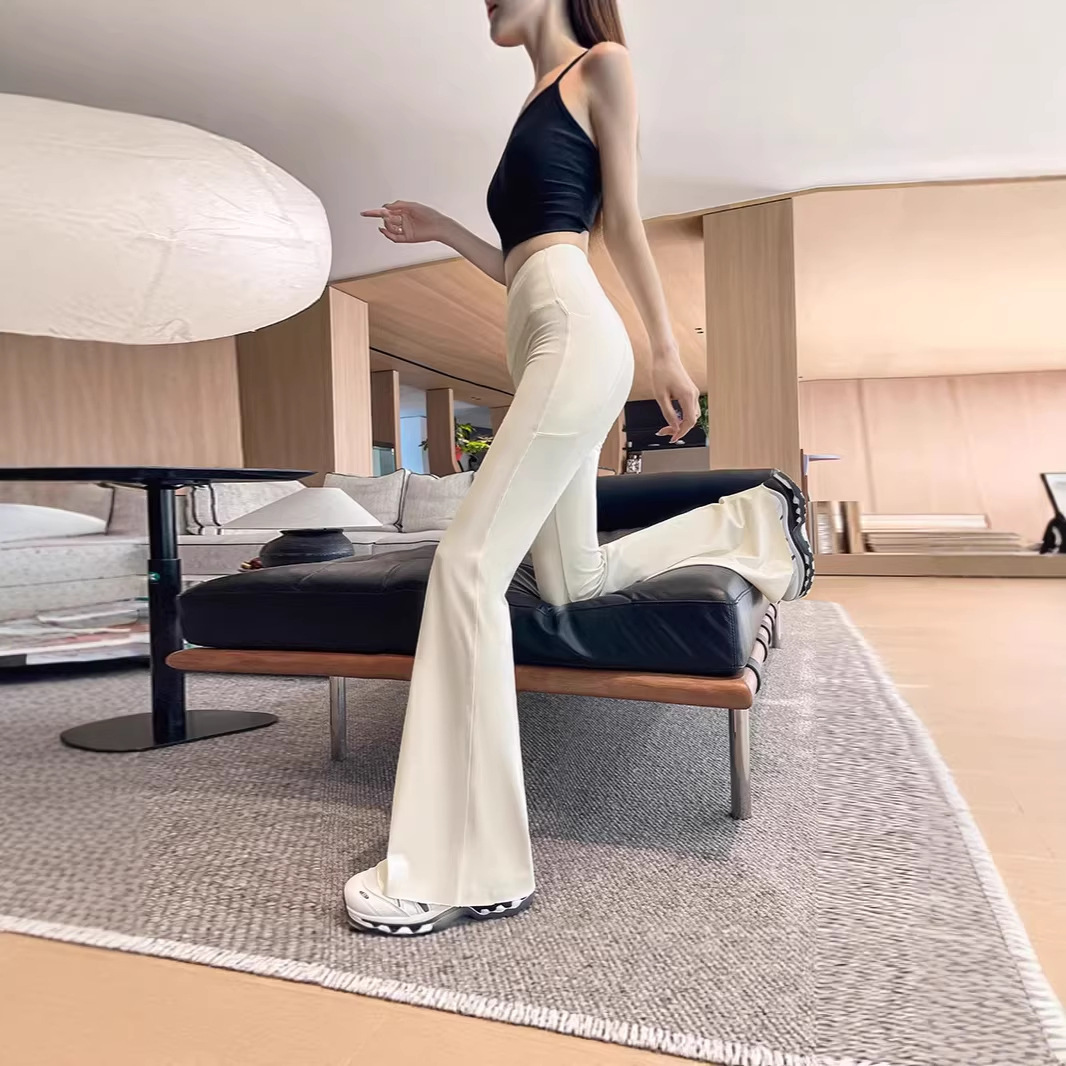 Double Pocket High Waist Flare Pants Tummy Control Yoga Slim Shark Pan photo 4 (style 2426)