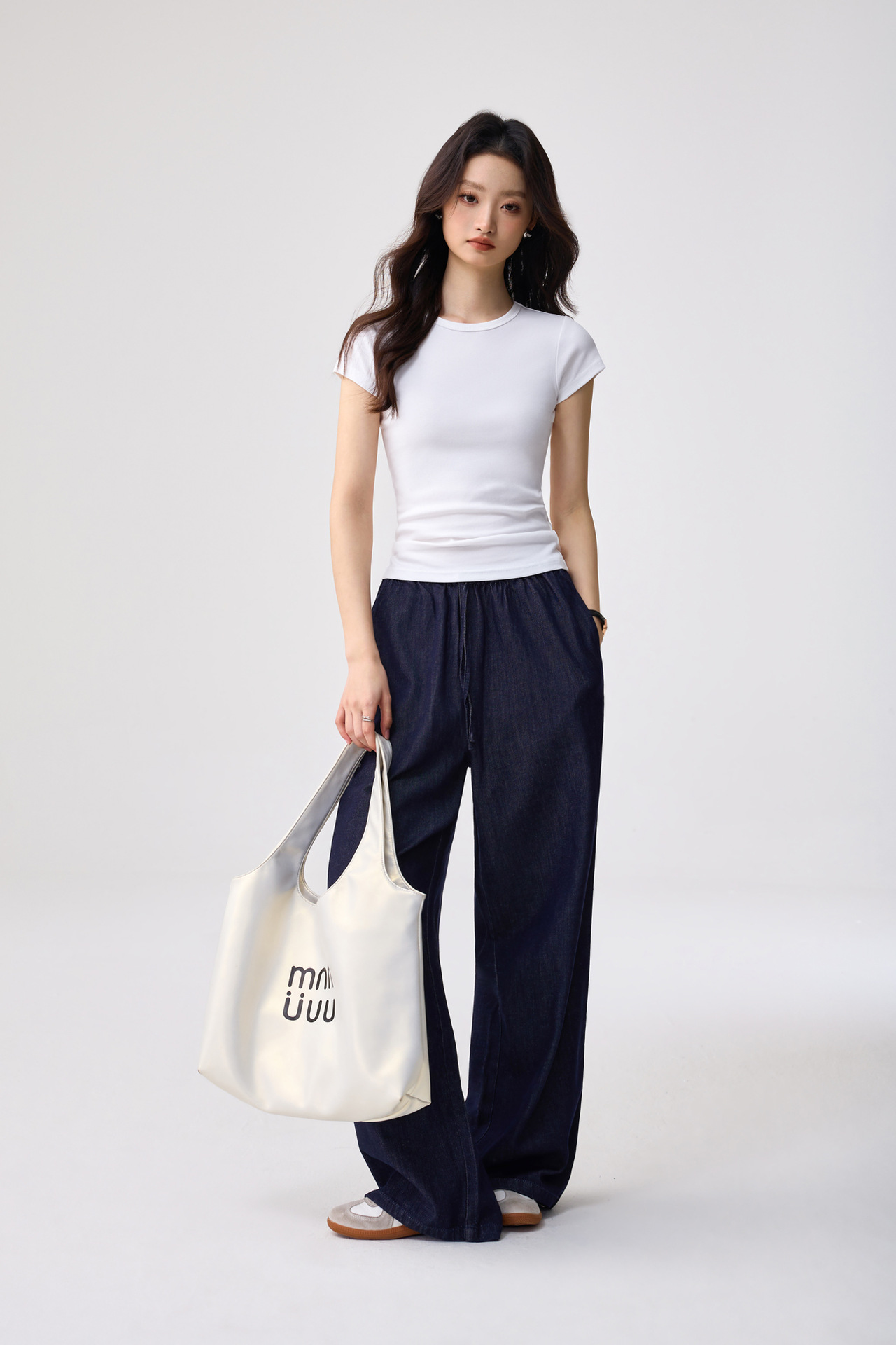 40S Combed Cotton Small Round Neck Base Layer T-Shirt Women Summer New Simple Slim