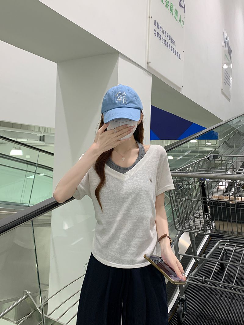 Real Shot 165g Snow Cotton Short Sleeve T-Shirt Women Summer New Desig photo 3 (style 34165)