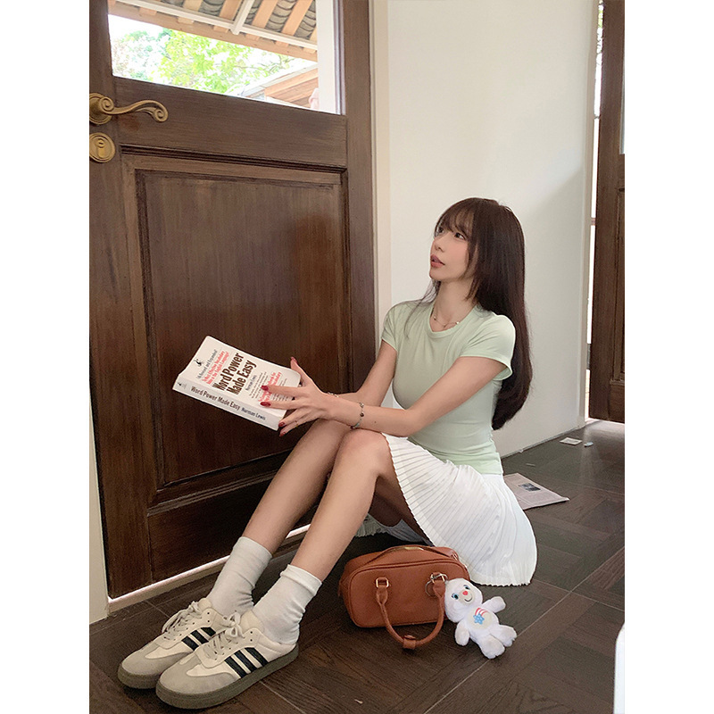 Shiyang Round Neck Slim Short Shoulder T-Shirt Women Summer Dopamine Casual Slim Top