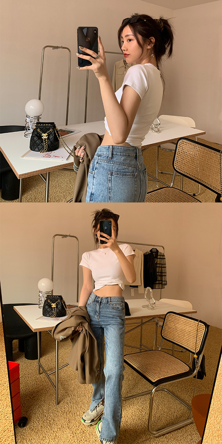 2026 New Short Sleeve T-Shirt Women Summer Korean Slim Solid Inner Rou photo 7 (style 4895892026)
