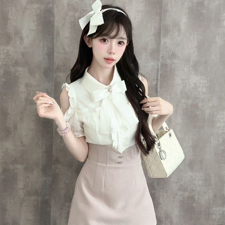 Sweet Design Off Shoulder Short Sleeve Shirt Women Summer 2026 New Hig photo 3 (style 672)