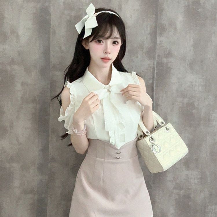 Sweet Design Off Shoulder Short Sleeve Shirt Women Summer 2026 New Hig photo 4 (style 672)