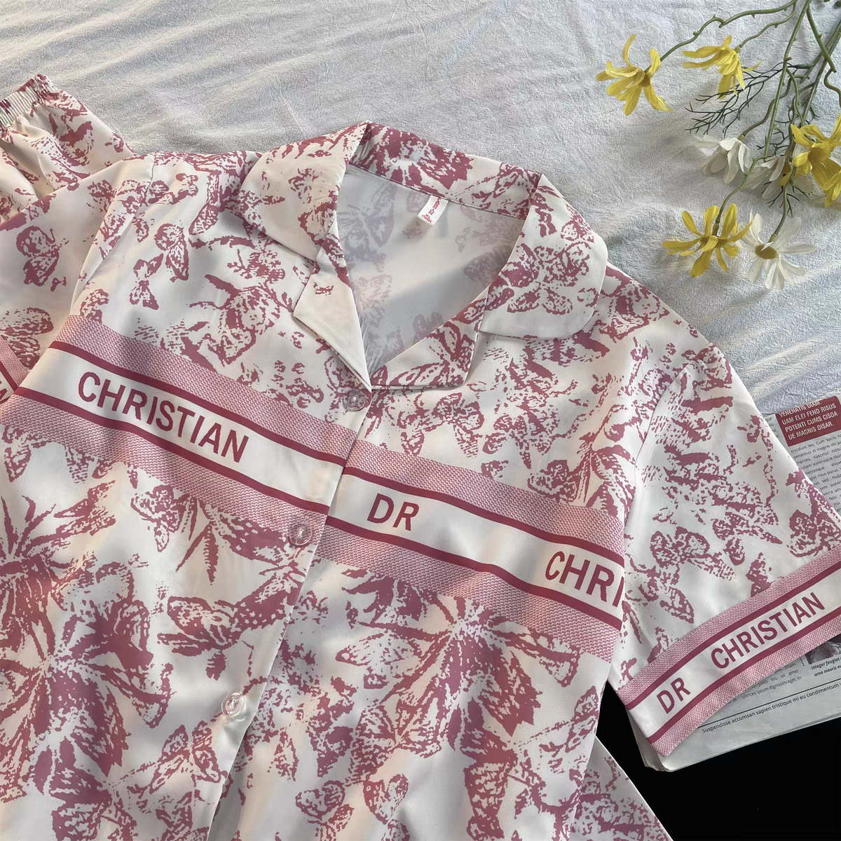 Summer Ice Silk Homewear Women Short Sleeve Shorts 2 Pcs Breathable Co photo 7 (style 40)