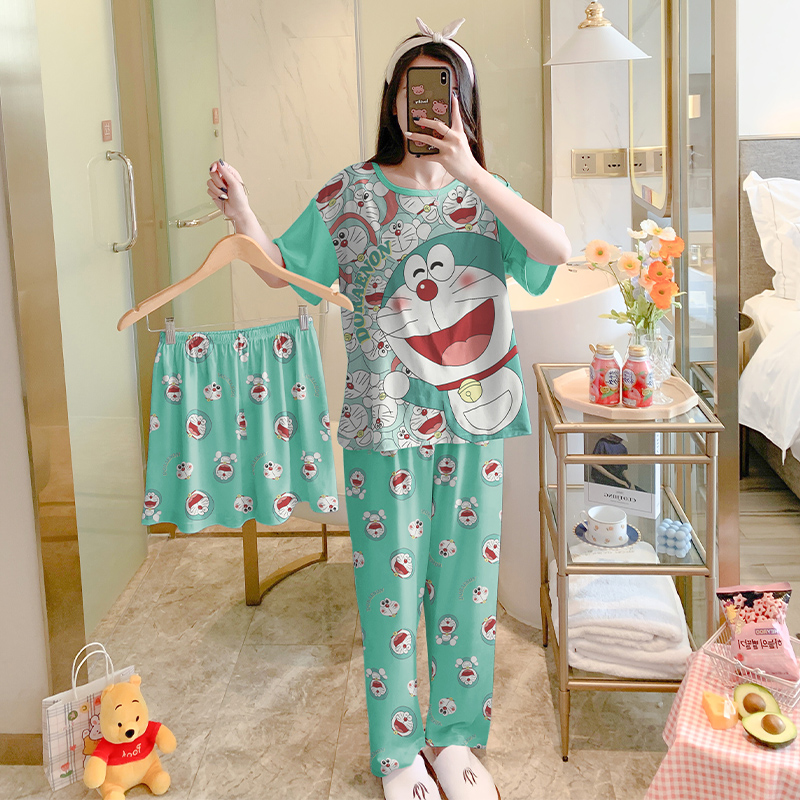 Summer Cotton Homewear Women Short Sleeve Shorts 2 Pcs Breathable Comf photo 2 (style local-东生款)