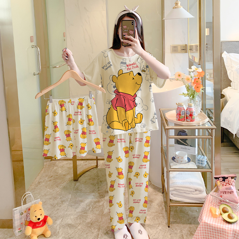 Summer Cotton Homewear Women Short Sleeve Shorts 2 Pcs Breathable Comf photo 4 (style local-东生款)