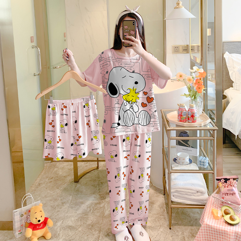Summer Cotton Homewear Women Short Sleeve Shorts 2 Pcs Breathable Comf photo 5 (style local-东生款)