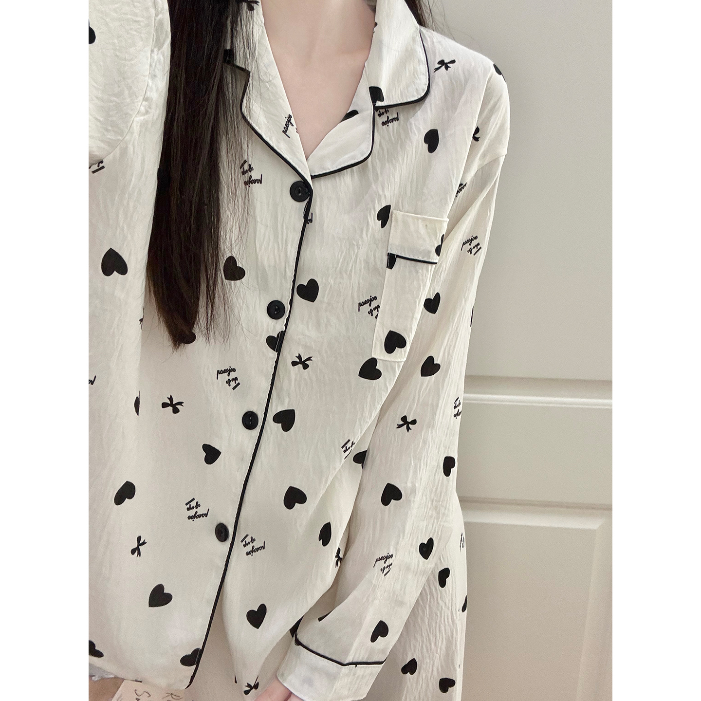 Summer Cloud Cotton Long Sleeve Homewear Women Short Sleeve Shorts 2 P photo 3 (style 18)