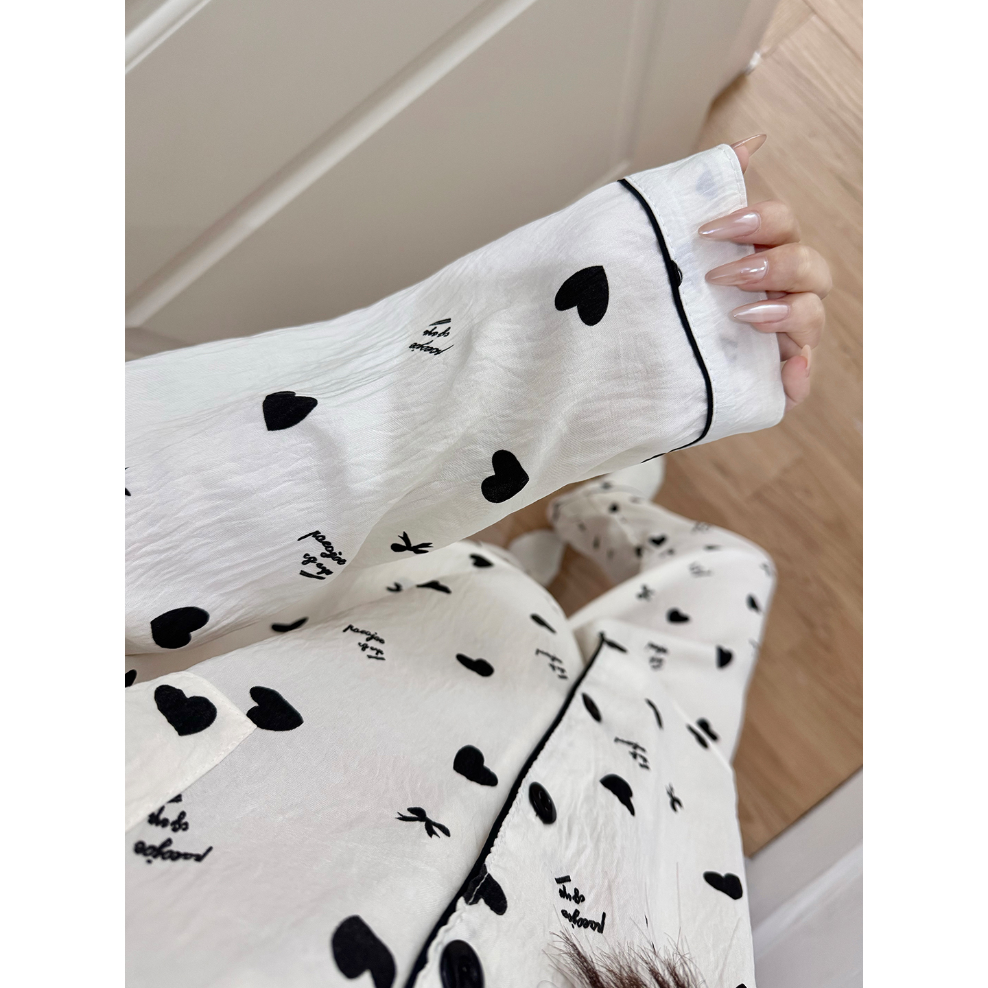 Summer Cloud Cotton Long Sleeve Homewear Women Short Sleeve Shorts 2 P photo 7 (style 18)