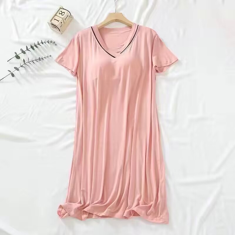 Summer Cotton-Like With Pads Camisole Nightgown Women Loose Slim Breathable Home Dress