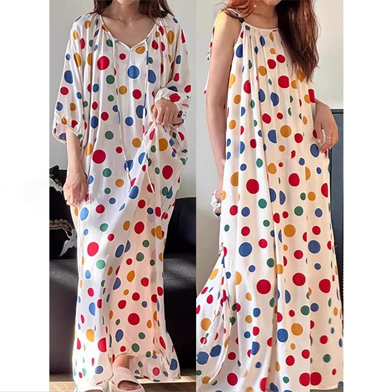 Summer Cotton-Like Camisole Nightgown Women Loose Slim Breathable Home photo 4 (style 12)