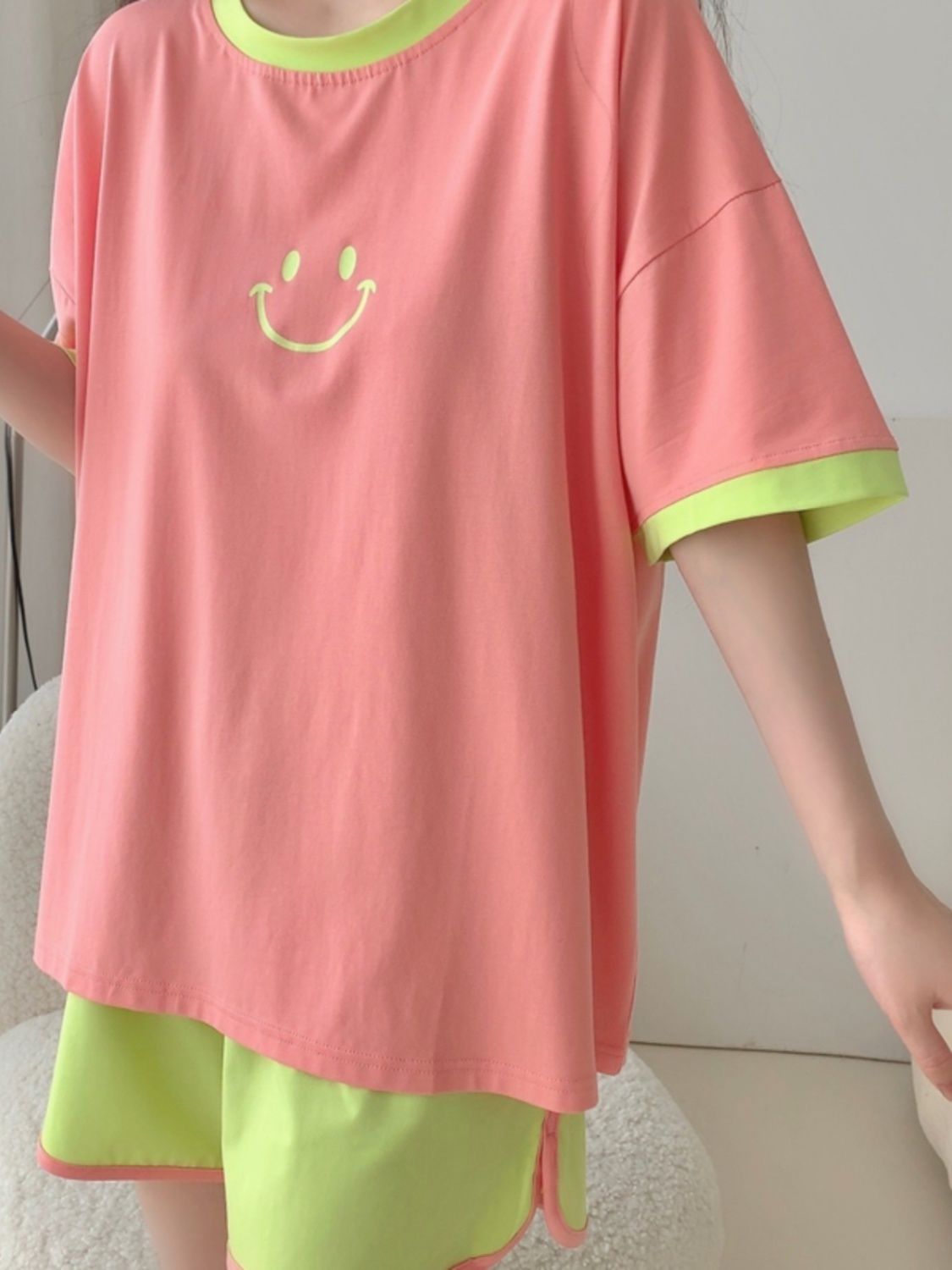 Summer Cotton-Like Homewear Women Short Sleeve Shorts 2 Pcs Breathable photo 5 (style 13)