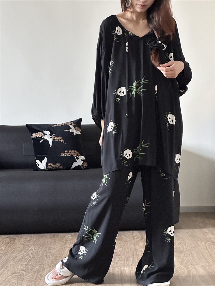 Summer Cotton-Like Long Sleeve Homewear Women Short Sleeve Shorts 2 Pcs Wholesale