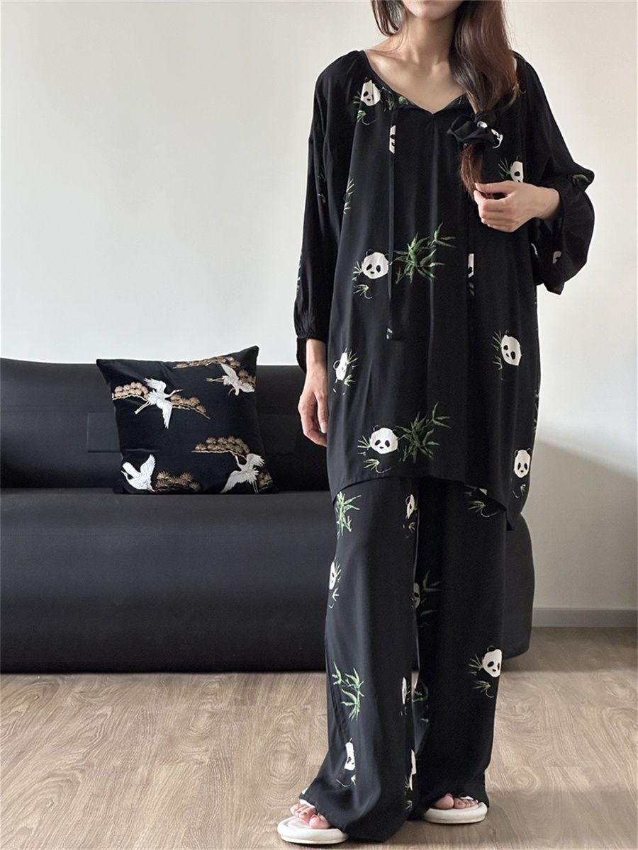 Summer Cotton-Like Long Sleeve Homewear Women Short Sleeve Shorts 2 Pc photo 3 (style 1580588059)