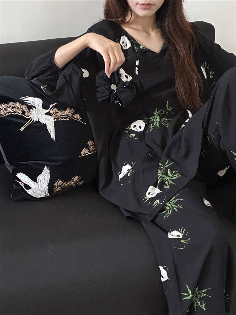 Summer Cotton-Like Long Sleeve Homewear Women Short Sleeve Shorts 2 Pc photo 5 (style 1580588059)