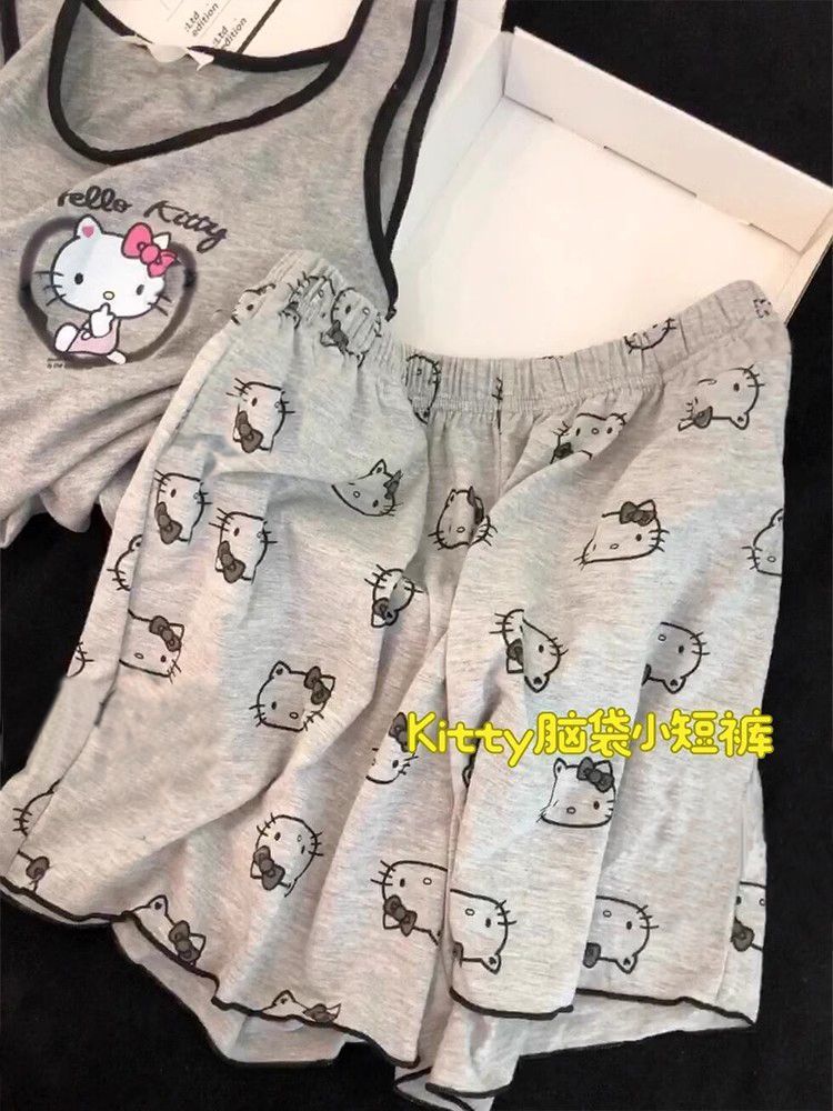 Summer Cotton-Like With Pads Homewear Women Short Sleeve Shorts 2 Pcs photo 4 (style 12)